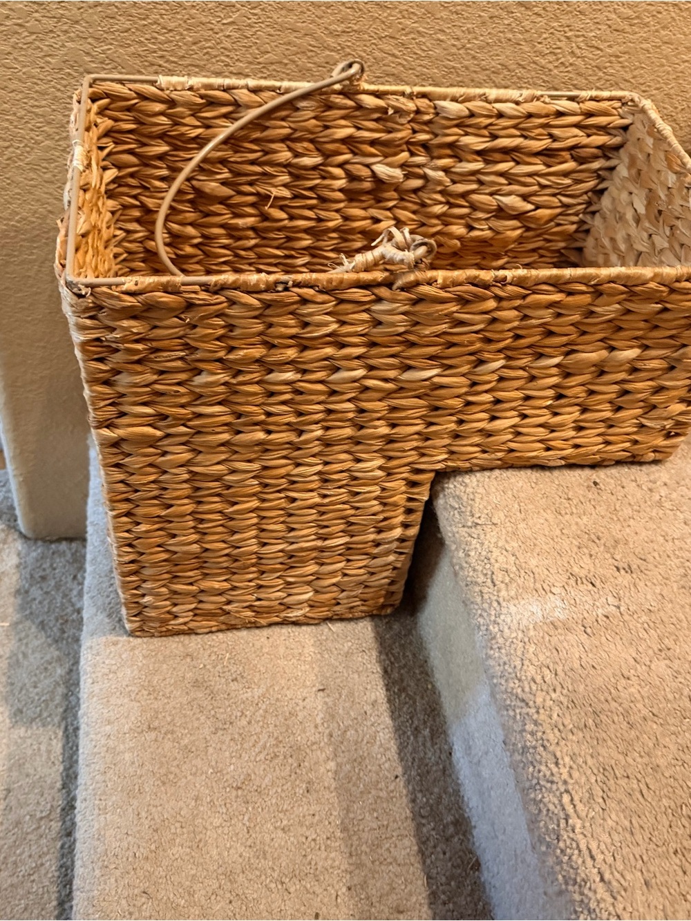 Woven Seagrass Step Stair Basket - Natural
